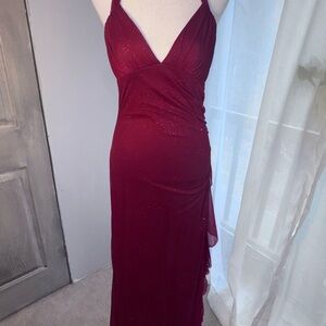 Taboo Red Cocktail Gown with V-Neck and Sheath Style
